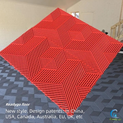 Κόκκινα βαρέα τετράγωνα 40x40cm Μεγάλο χαλί για το πάτωμα γκαράζ